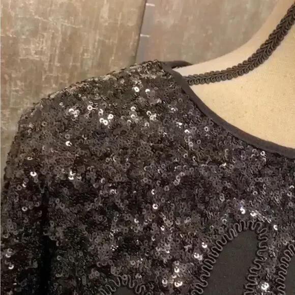 Moschino Black Long Sleeve Sequin  sweater Dress, M-L - Picture 2 of 9